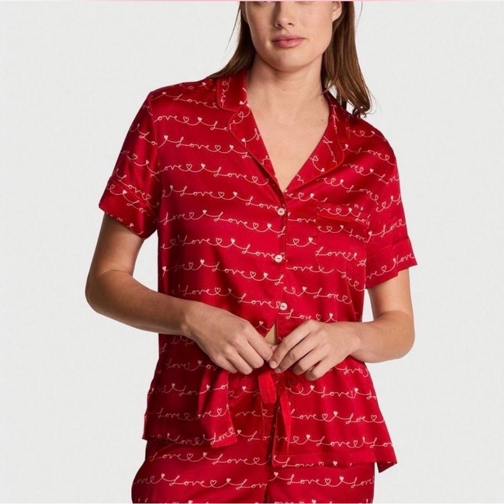 Victoria's Secret Red Satin Pajama Set